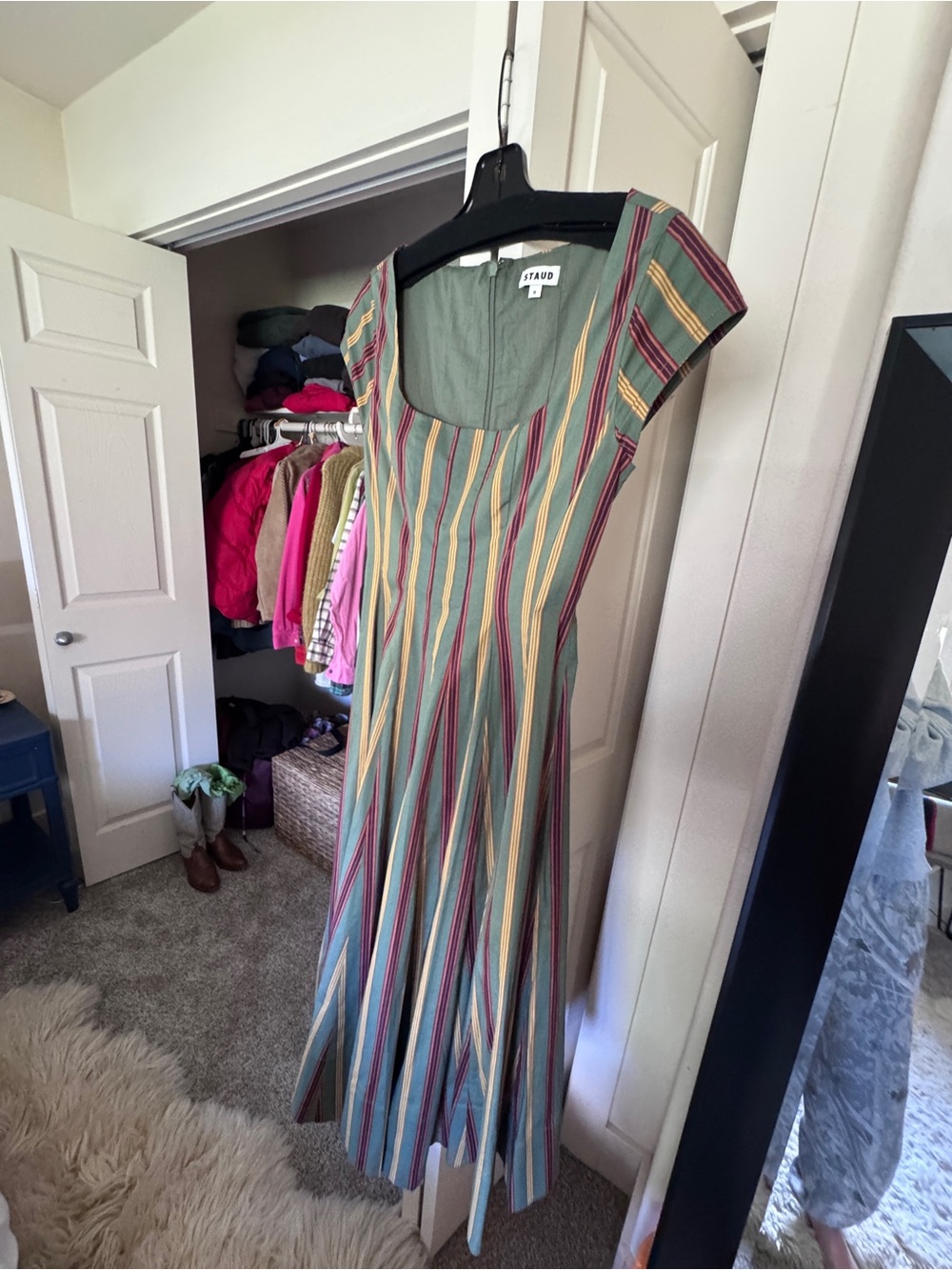 NWOT STAUD short sleeved wells dress, trailblazer stripe, size 6 - Picture 3 of 4